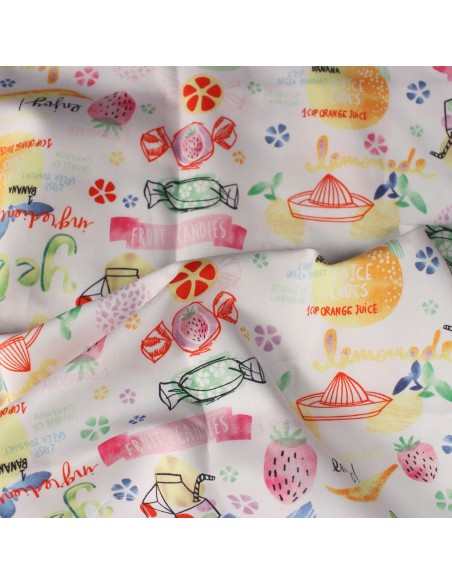 Satén blanco estampado