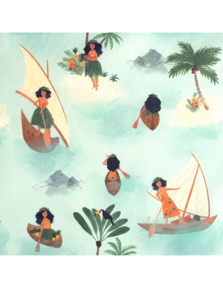 Popelin antibacteriano Polynesian Seafarers 0.50M x 1.45M